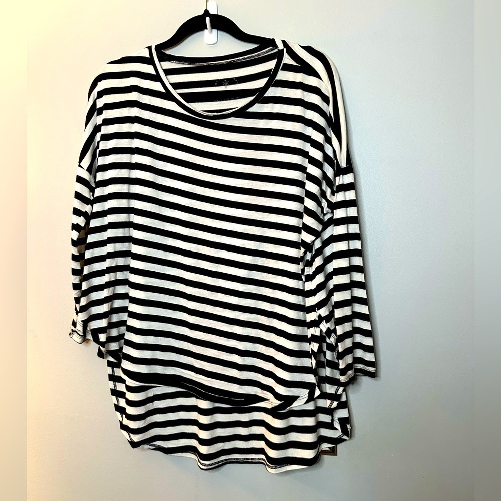 Knot Sisters large black and white striped shirt